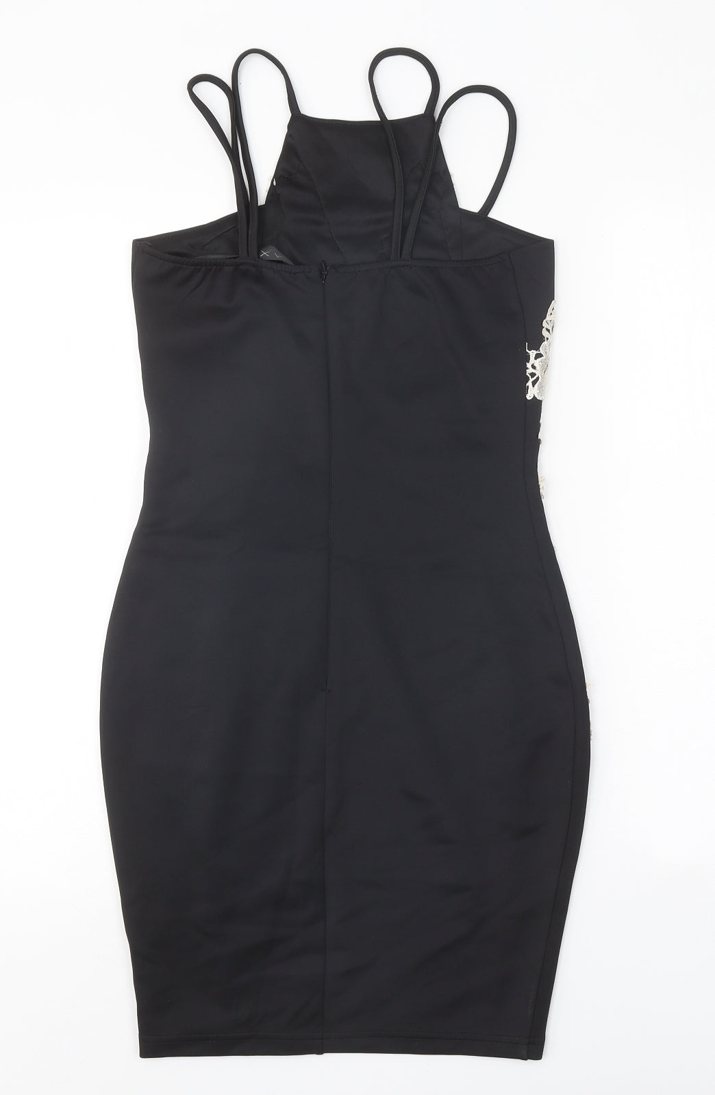 AX Paris Womens Black Floral Polyester Bodycon Size 8 Square Neck Pullover