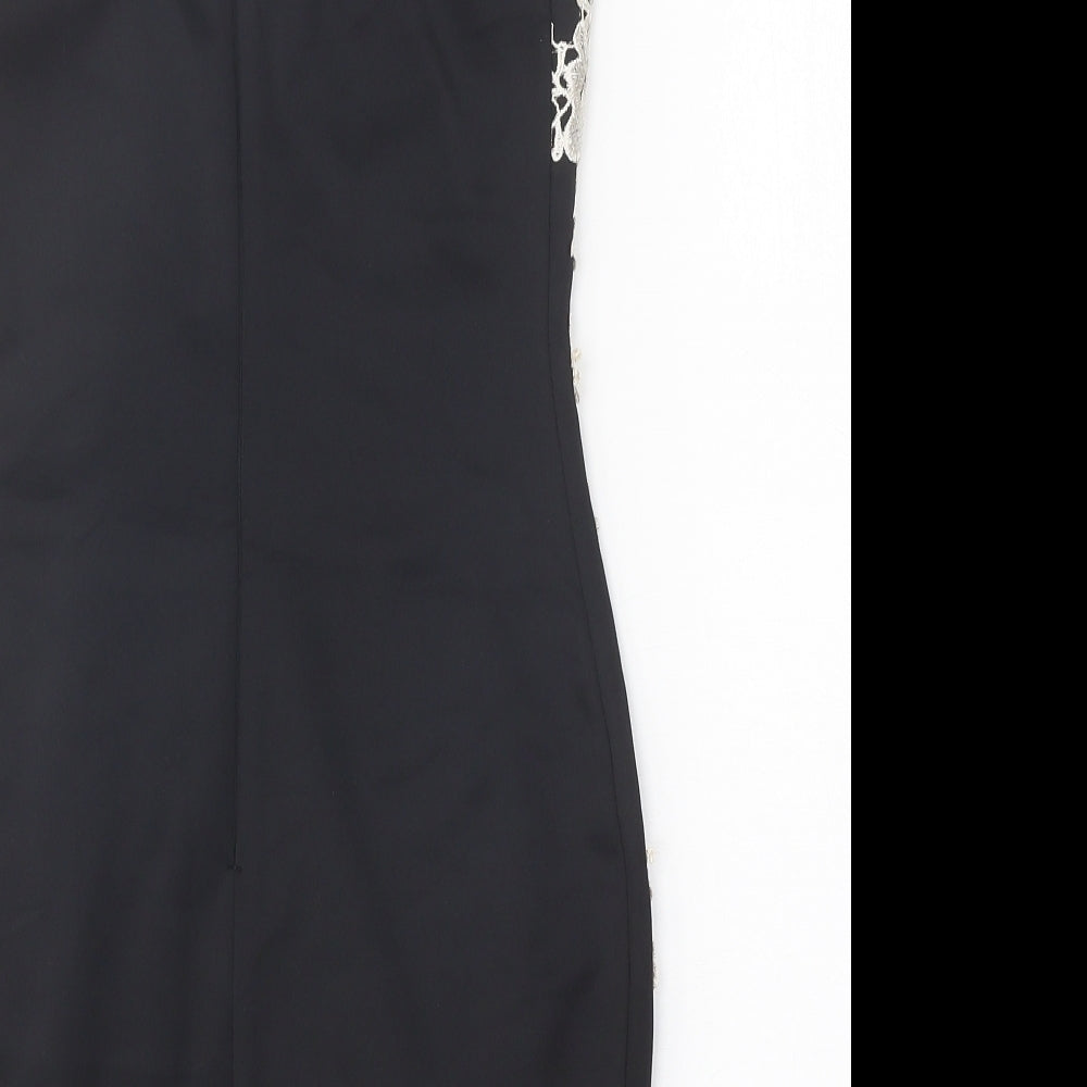 AX Paris Womens Black Floral Polyester Bodycon Size 8 Square Neck Pullover