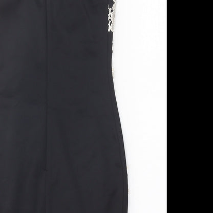 AX Paris Womens Black Floral Polyester Bodycon Size 8 Square Neck Pullover