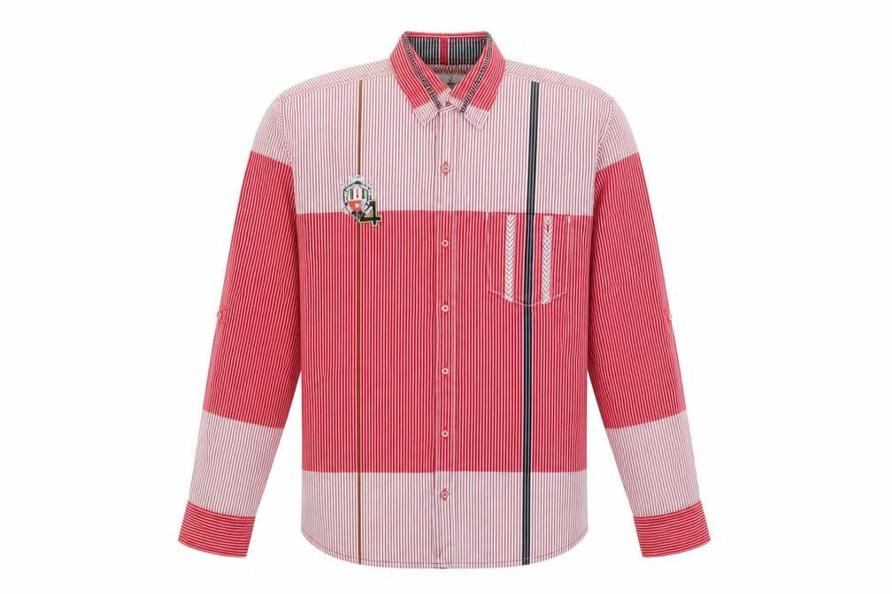 Mens UK Size XL Volume Zero Red  Button-Up Long Sleeve Casual Shirt