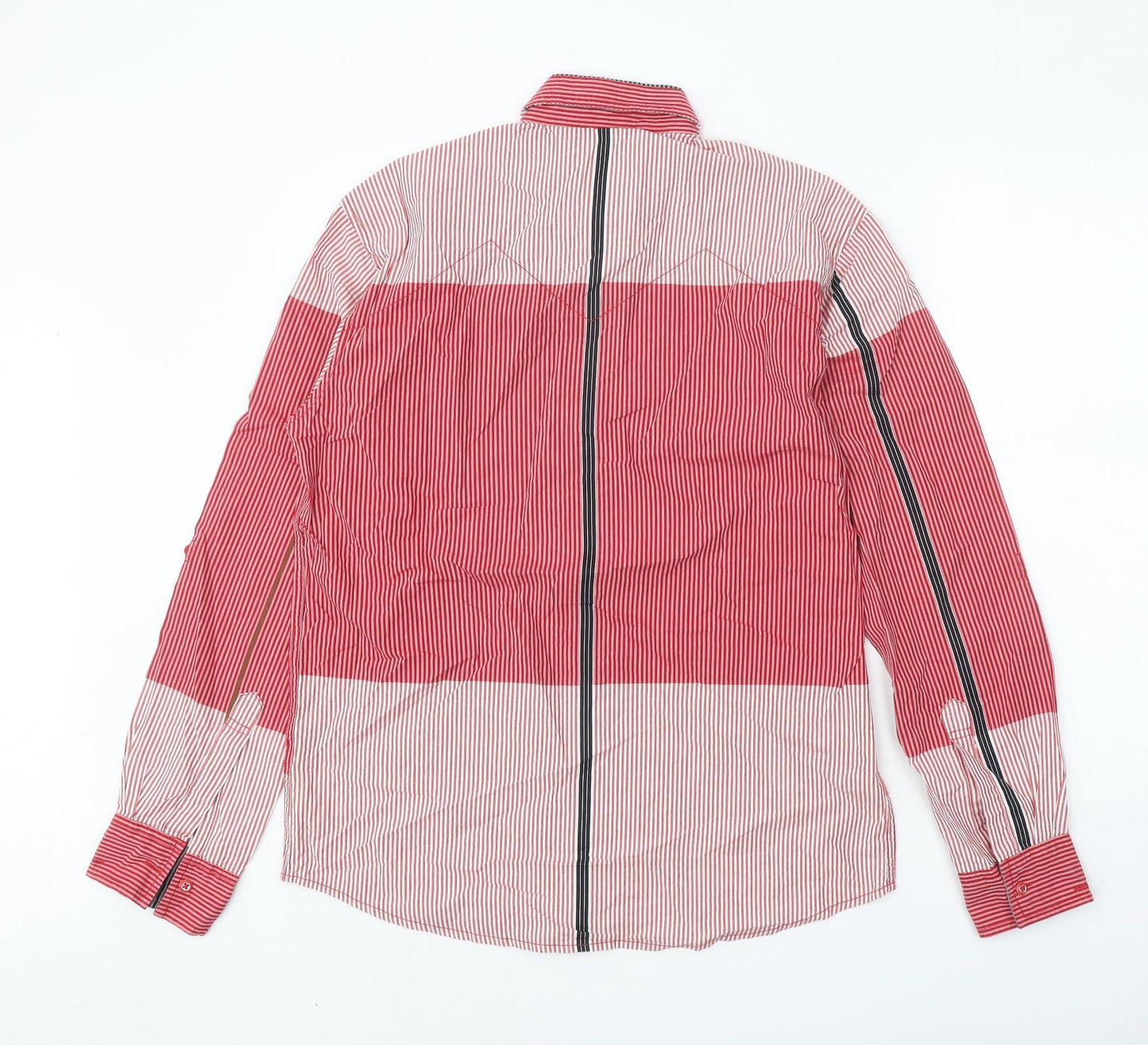 Volume Zero Mens Red Striped Cotton Button-Up Size XL Collared Button