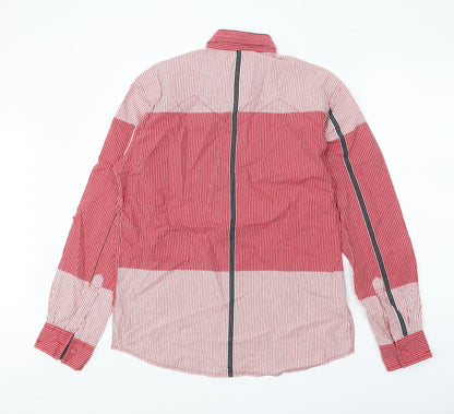 Volume Zero Mens Red Striped Cotton Button-Up Size XL Collared Button