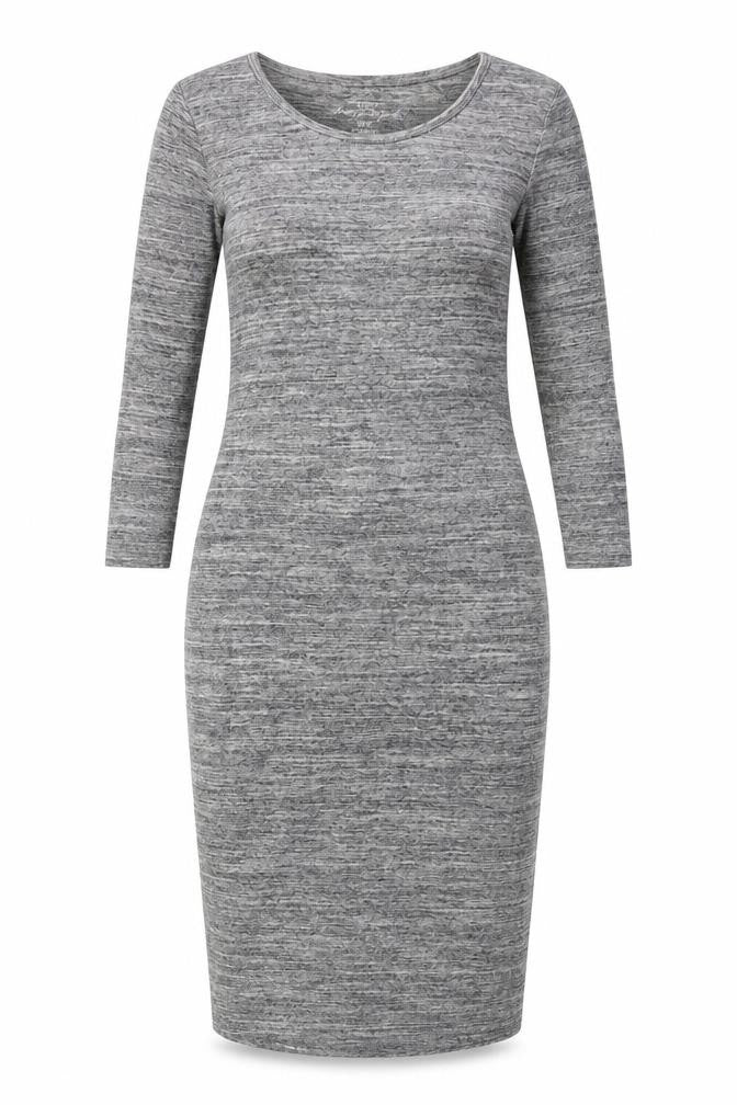 H&M Womens Grey Cotton Bodycon Size S Scoop Neck Pullover