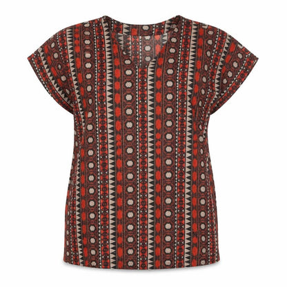 H&M Womens Brown Geometric Polyester Shift Size M V-Neck Pullover
