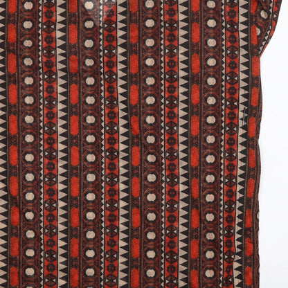 H&M Womens Brown Geometric Polyester Shift Size M V-Neck Pullover