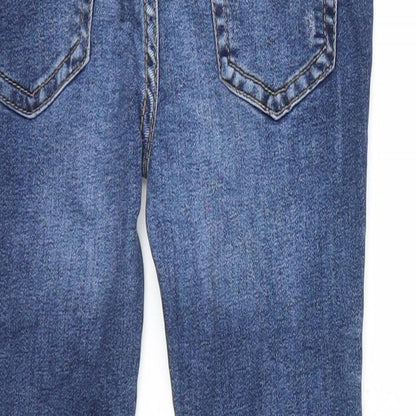 Denim & Co. Girls Blue Cotton Skinny Jeans Size 5-6 Years Regular Zip - Distressed