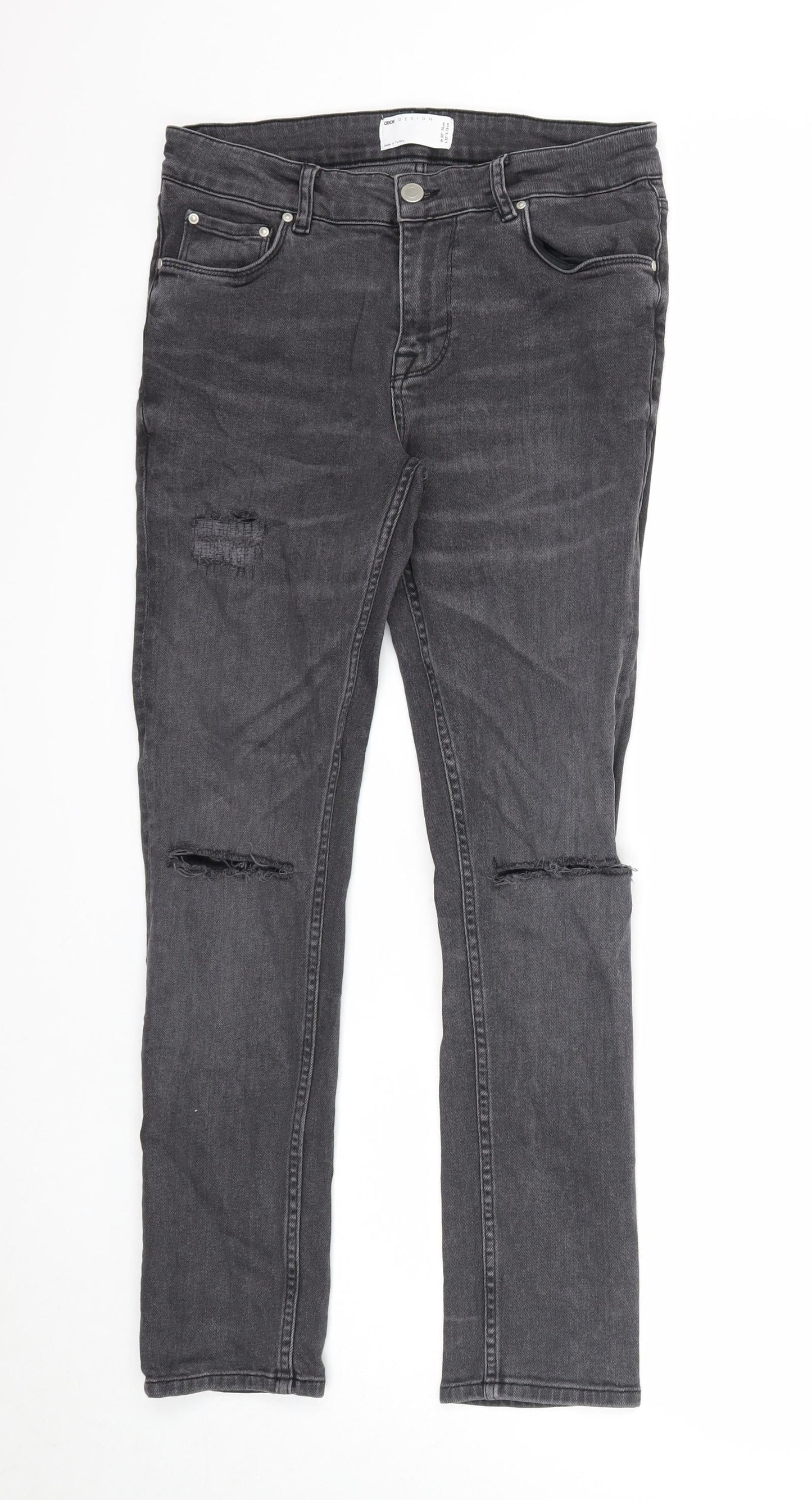 ASOS Mens Black Cotton Skinny Jeans Size 30 in L30 in Regular Zip