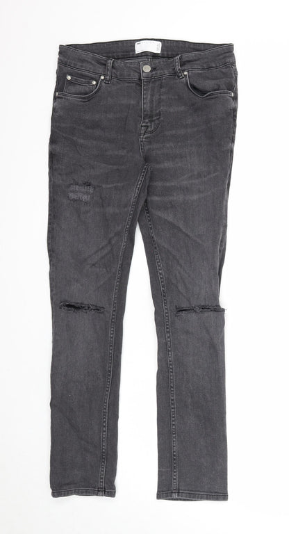 ASOS Mens Black Cotton Skinny Jeans Size 30 in L30 in Regular Zip