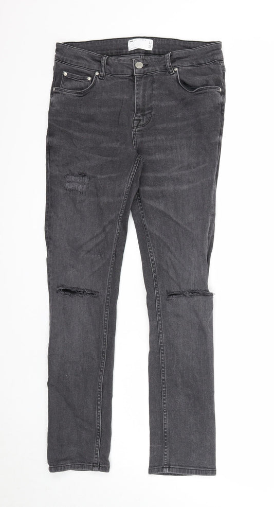 ASOS Mens Black Cotton Skinny Jeans Size 30 in L30 in Regular Zip