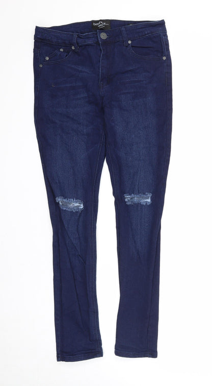 Boohoo Mens Blue Cotton Skinny Jeans Size 34 in Regular Zip