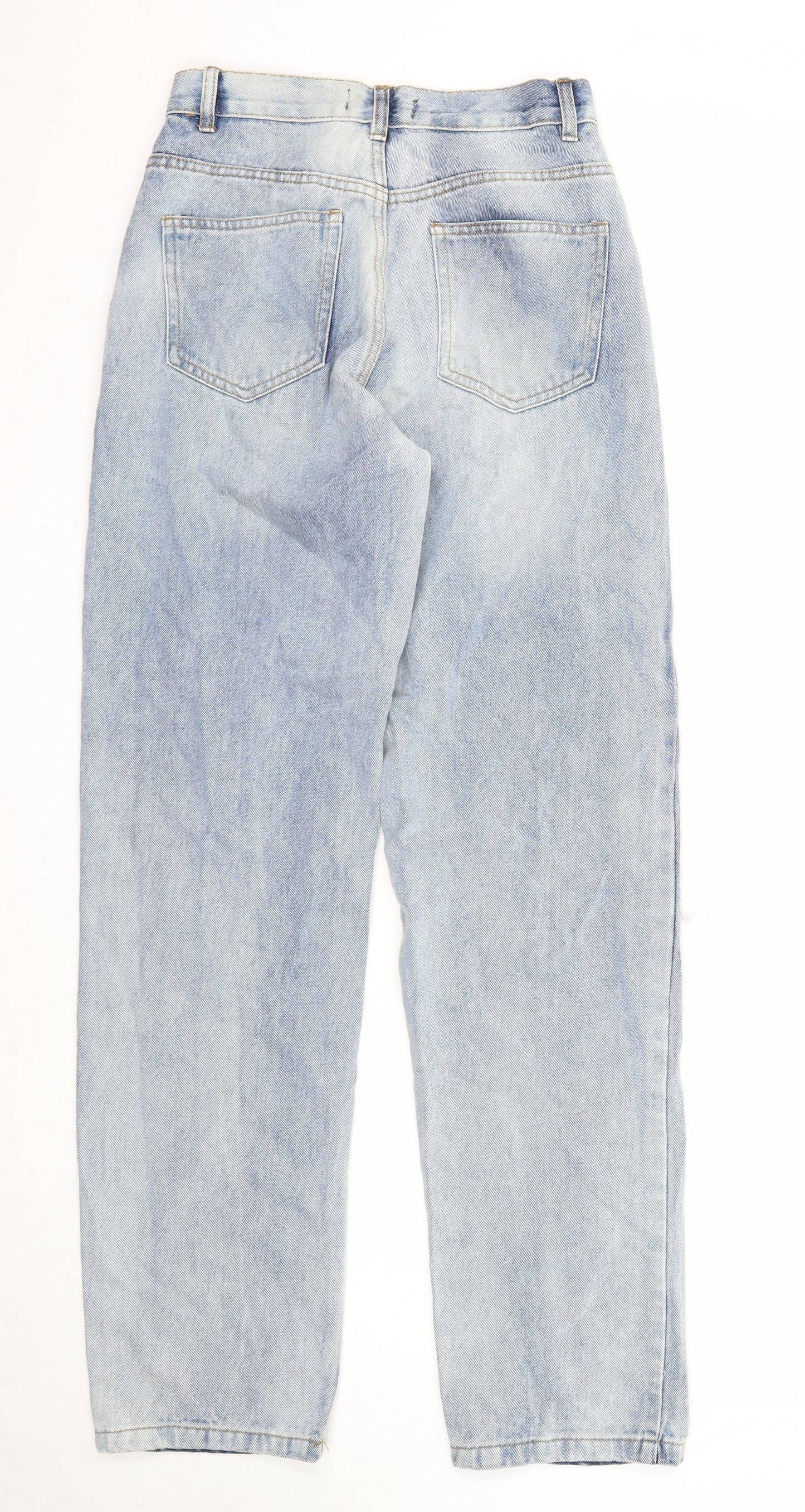 Rebellious Womens Blue Cotton Straight Jeans Size 8 Regular Zip