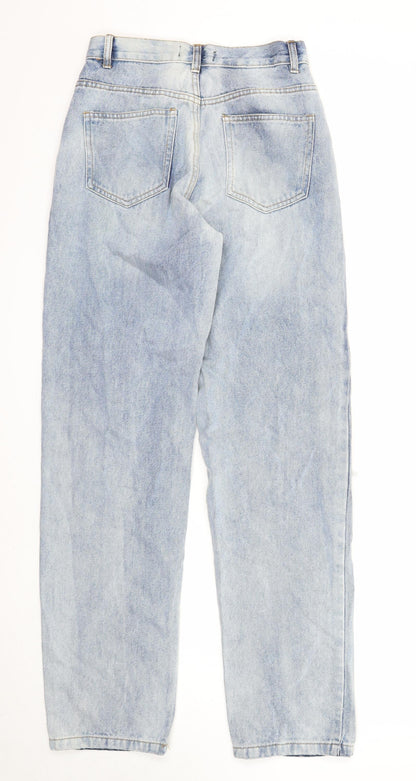 Rebellious Womens Blue Cotton Straight Jeans Size 8 Regular Zip