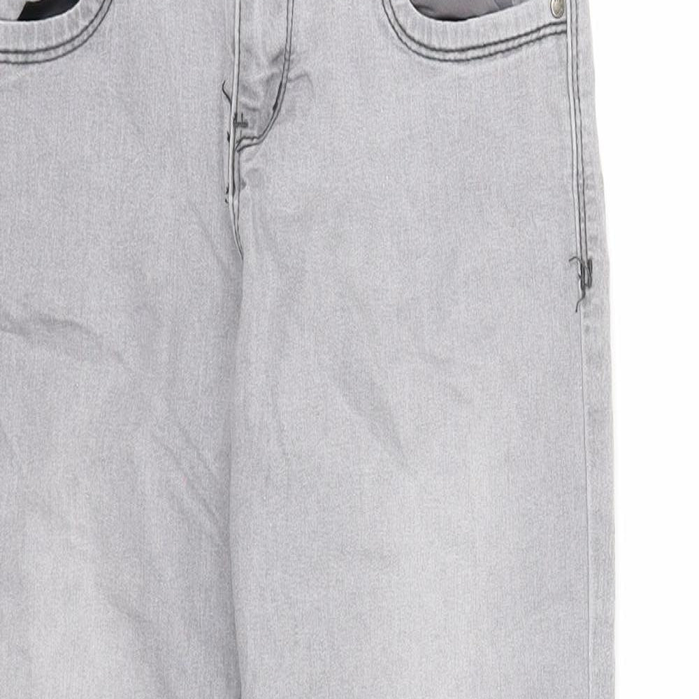 Denim & Co. Womens Grey Cotton Straight Jeans Size 6 Regular Zip - Distressed Hems