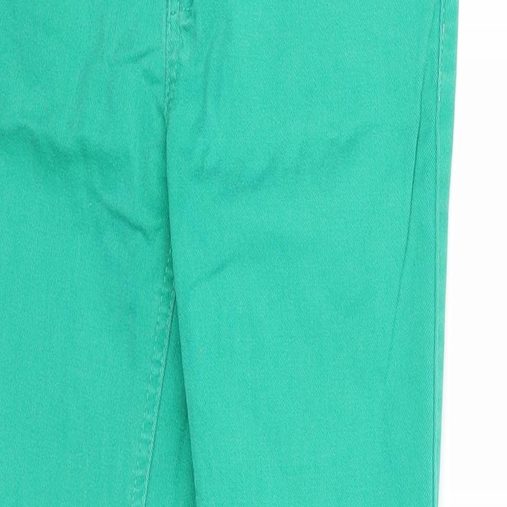 Miss Selfridge Womens Green Cotton Skinny Jeans Size 6 Regular Zip - Distressed Hems