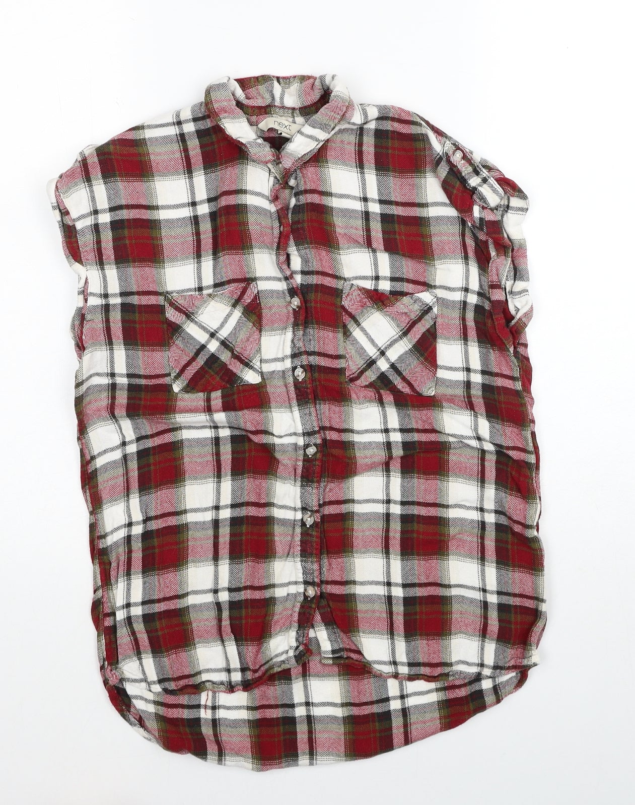 Womens UK Size 10 NEXT Red Basic Button-Up