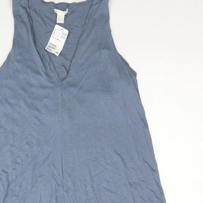 H&M Womens Blue Viscose A-Line Size M V-Neck Pullover