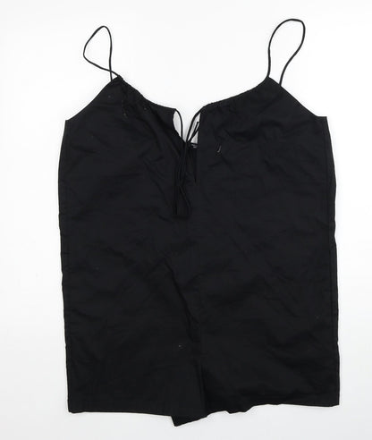 Zara Womens Black Cotton Playsuit One-Piece Size M Pullover