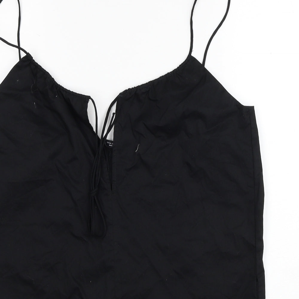 Zara Womens Black Cotton Playsuit One-Piece Size M Pullover