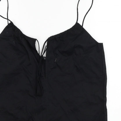 Zara Womens Black Cotton Playsuit One-Piece Size M Pullover
