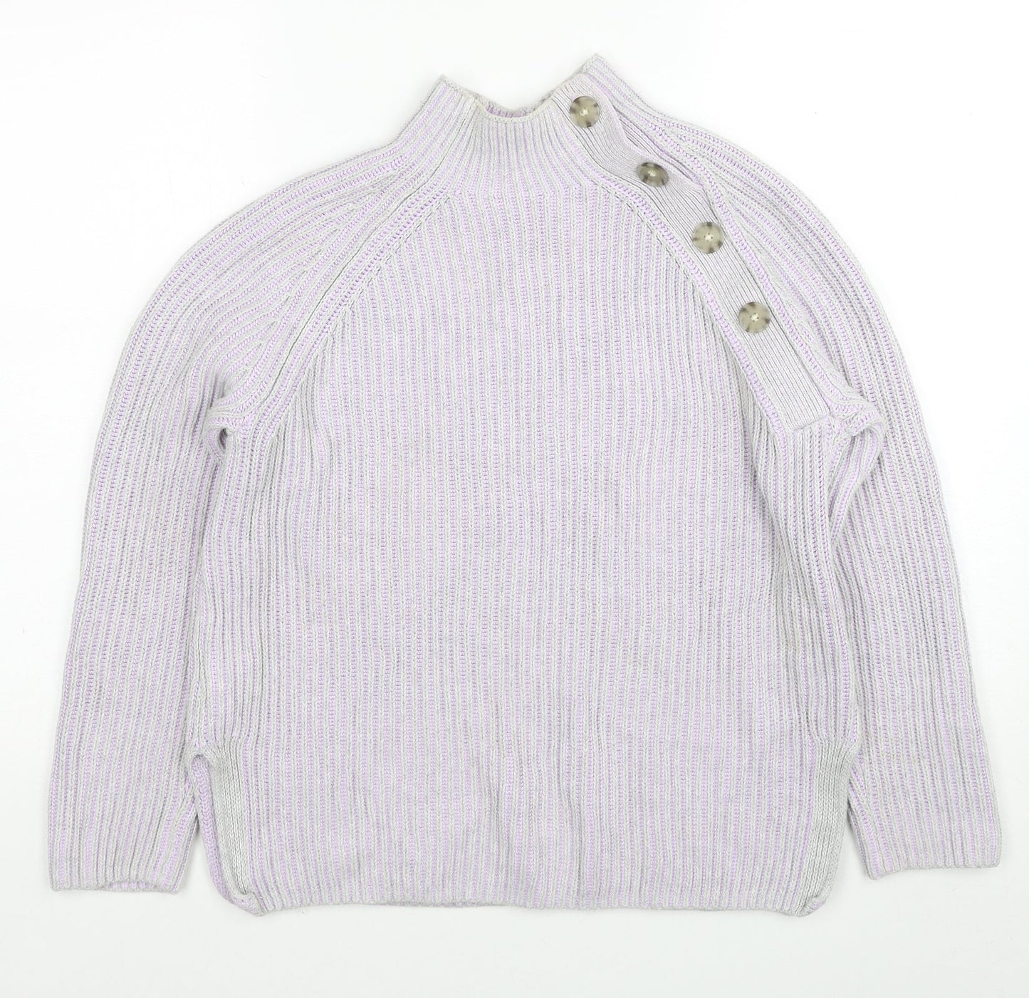 Gap Womens Purple Mock Neck Cotton Pullover Jumper Size M