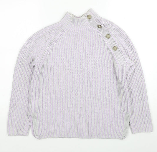 Gap Womens Purple Mock Neck Cotton Pullover Jumper Size M