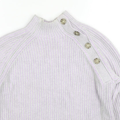 Gap Womens Purple Mock Neck Cotton Pullover Jumper Size M