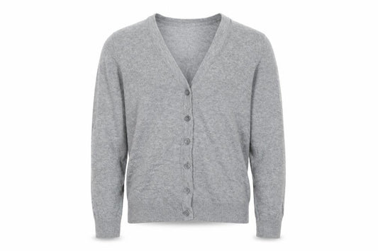 Debenhams Boys Grey V-Neck Cotton Cardigan Jumper Size 9-10 Years Button