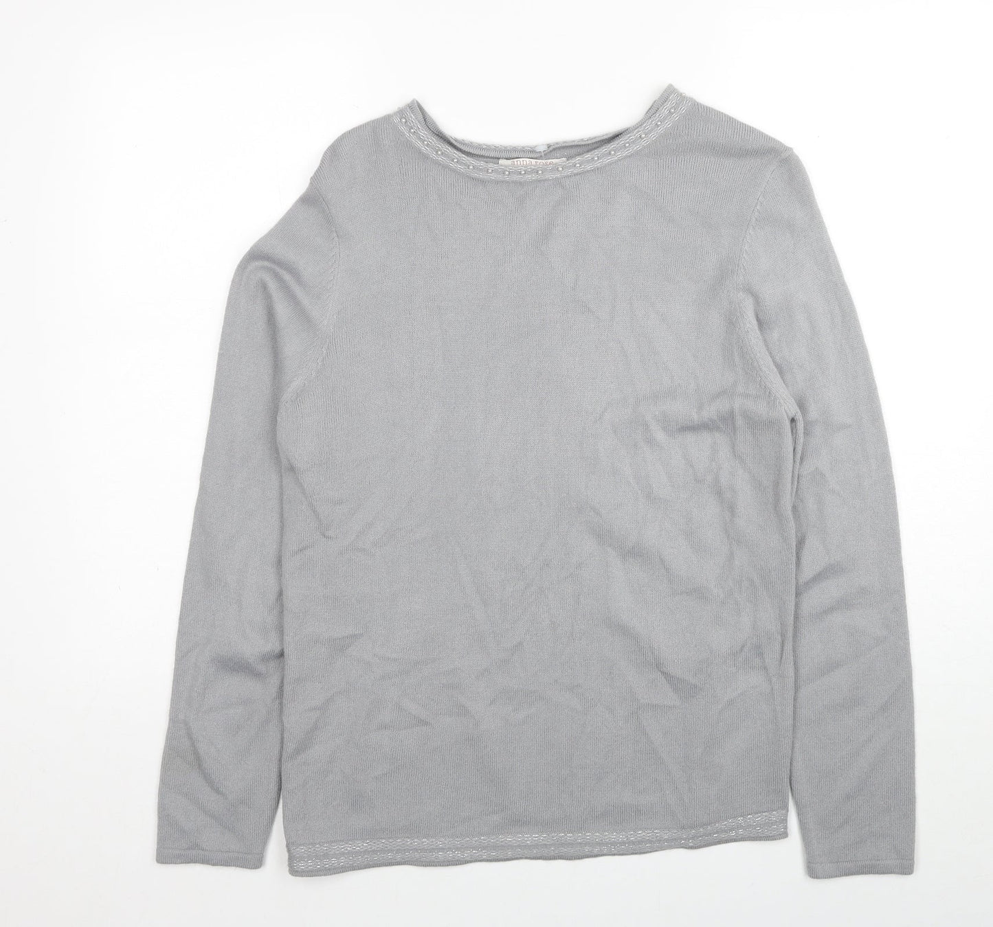 Womens UK Size L Anna Rose Grey Pullover Jumper