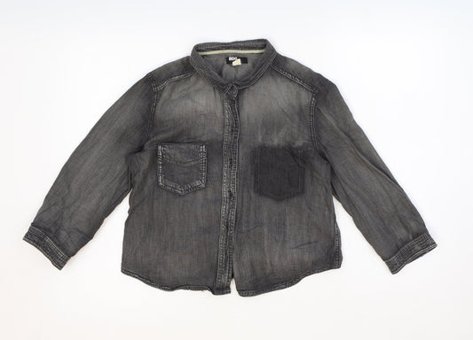 BDG Womens Grey Cotton Basic Button-Up Size S Collared