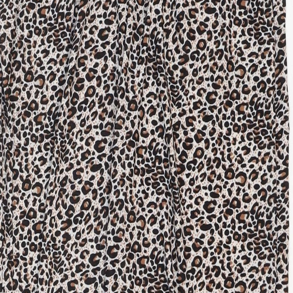 Wewa Womens Multicoloured Animal Print Polyester Trousers Size M Regular Drawstring - Leopard Pattern