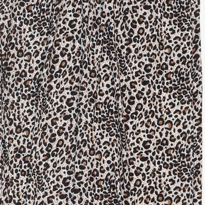 Wewa Womens Multicoloured Animal Print Polyester Trousers Size M Regular Drawstring - Leopard Pattern