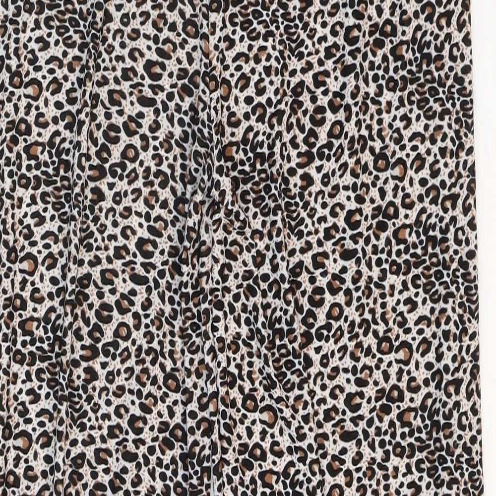 Wewa Womens Multicoloured Animal Print Polyester Trousers Size M Regular Drawstring - Leopard Pattern