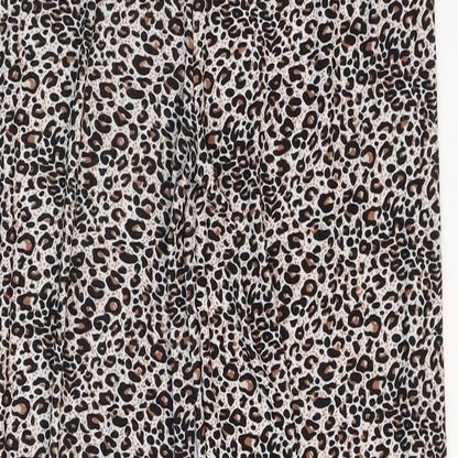 Wewa Womens Multicoloured Animal Print Polyester Trousers Size M Regular Drawstring - Leopard Pattern