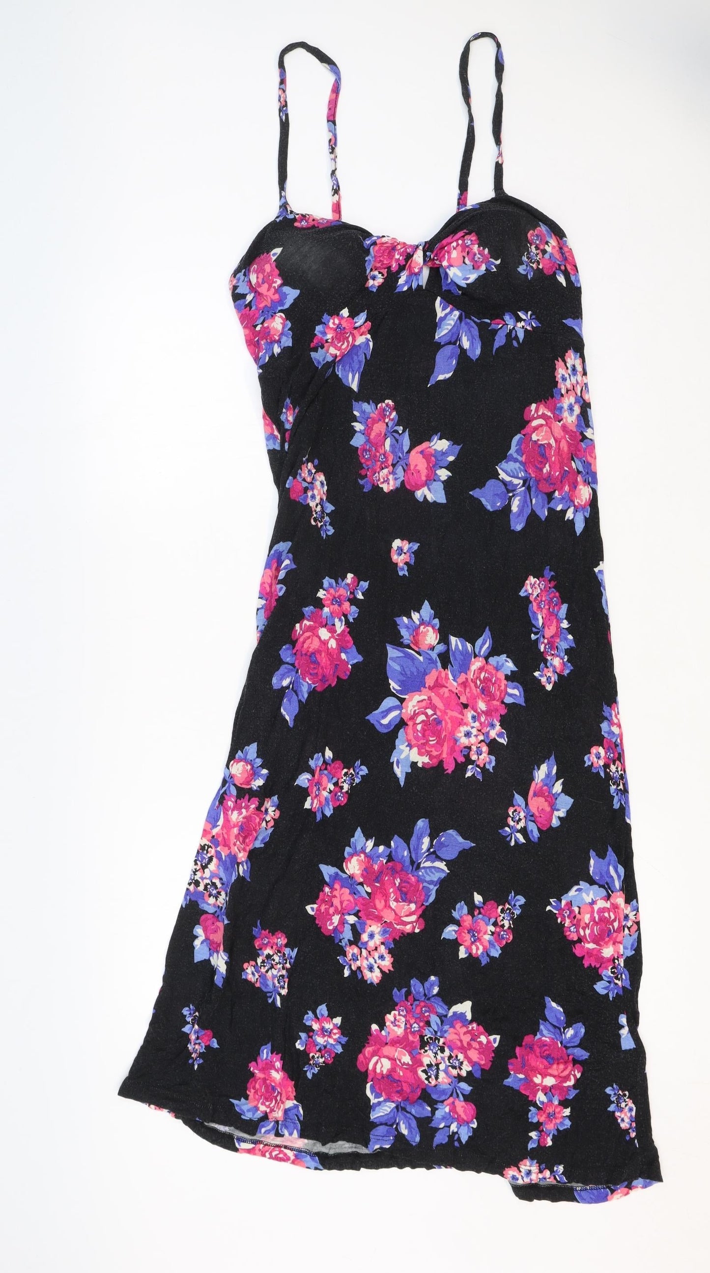 The Collection Womens Black Floral Viscose A-Line Size 10 Sweetheart Pullover