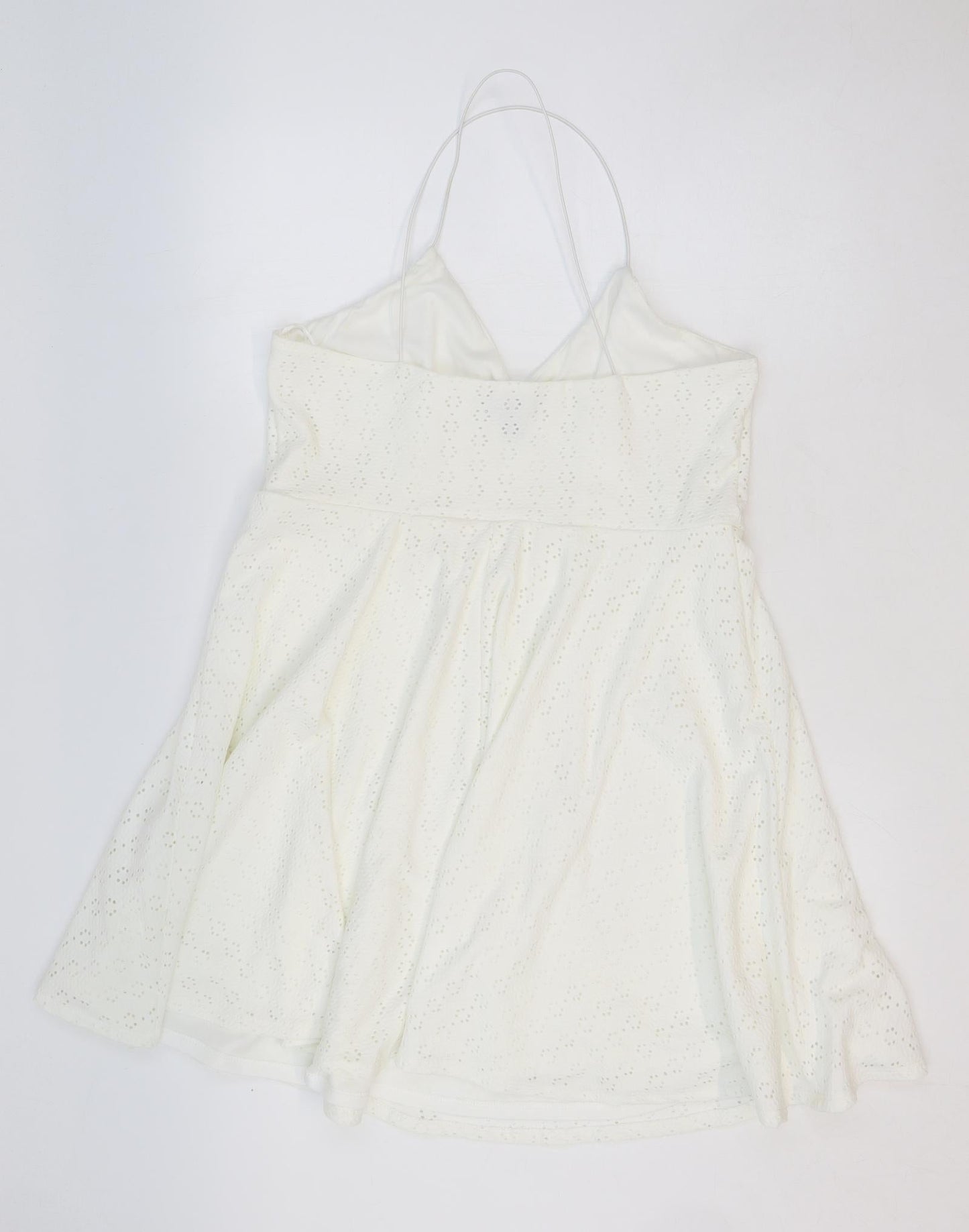 New Look Womens Ivory Geometric Polyester Slip Dress Size 8 V-Neck Pullover