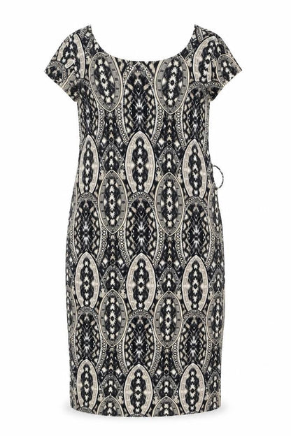 Wallis Womens Black Geometric Polyester A-Line Size M Round Neck Pullover