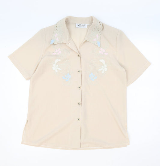 Womens UK Size 12 Clothes Contact Ivory Basic Button-Up