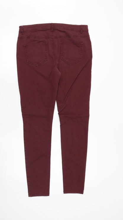 Denim & Co. Womens Red Cotton Skinny Jeans Size 12 Regular Zip