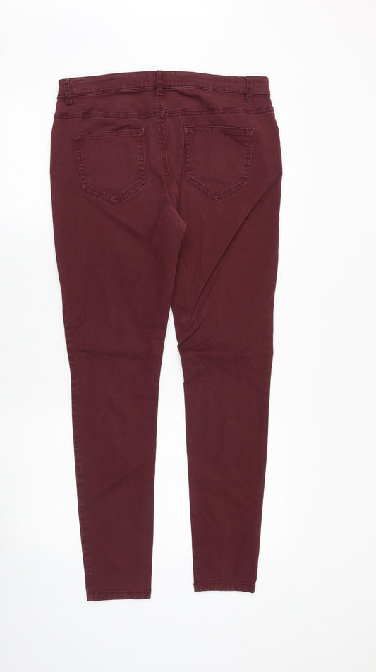Denim & Co. Womens Red Cotton Skinny Jeans Size 12 Regular Zip