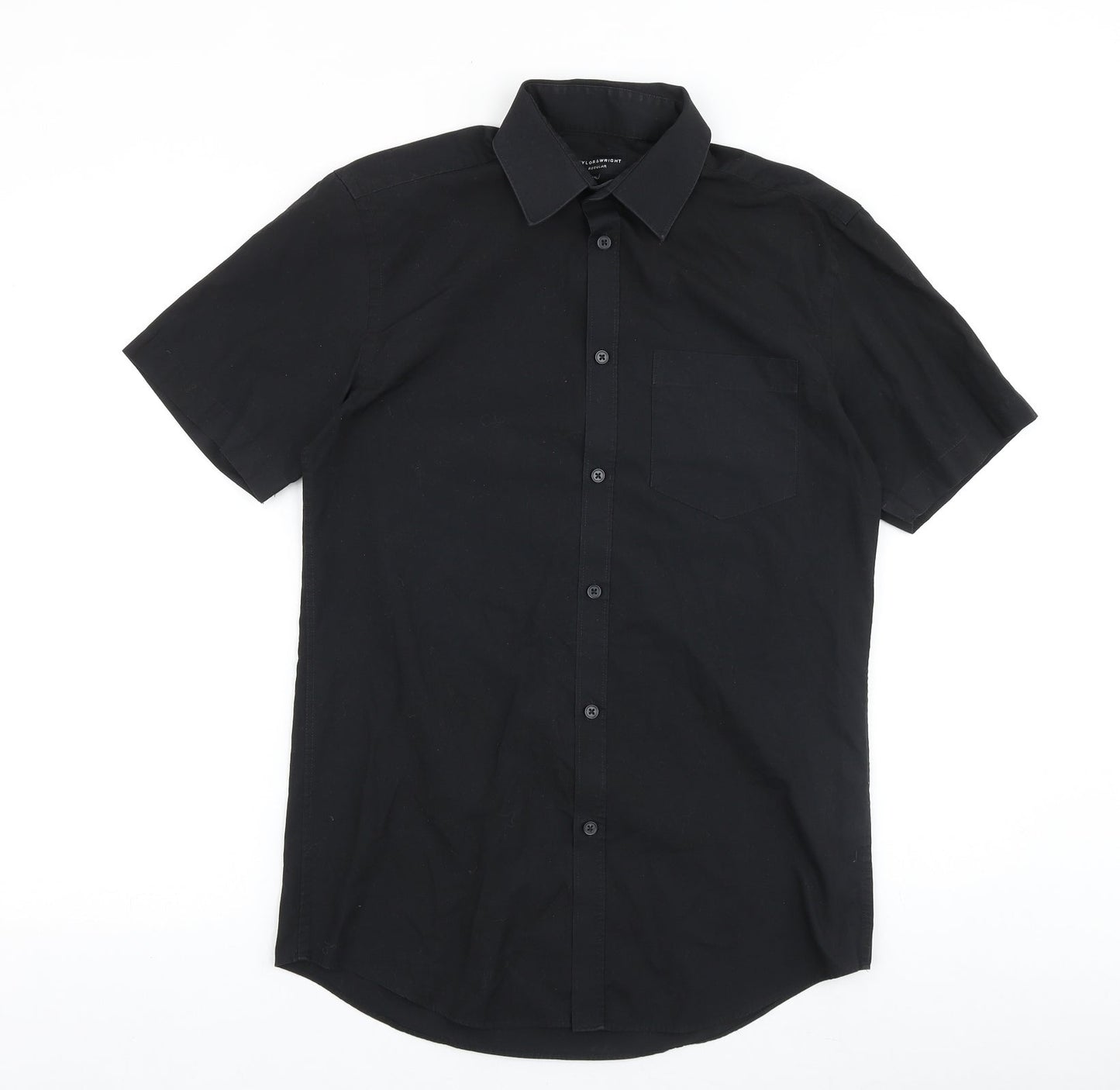 Taylor & Wright Mens Black Cotton Button-Up Size 14.5 Collared Button