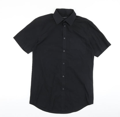 Taylor & Wright Mens Black Cotton Button-Up Size 14.5 Collared Button