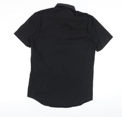 Taylor & Wright Mens Black Cotton Button-Up Size 14.5 Collared Button