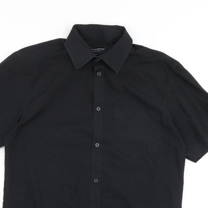 Taylor & Wright Mens Black Cotton Button-Up Size 14.5 Collared Button