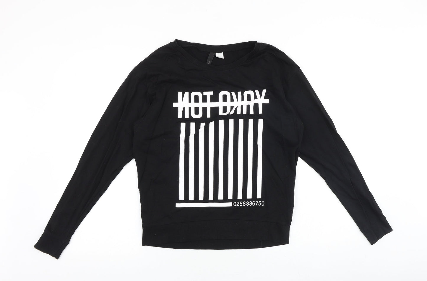 H&M Womens Black Cotton Pullover Sweatshirt Size S Pullover - Not Okay