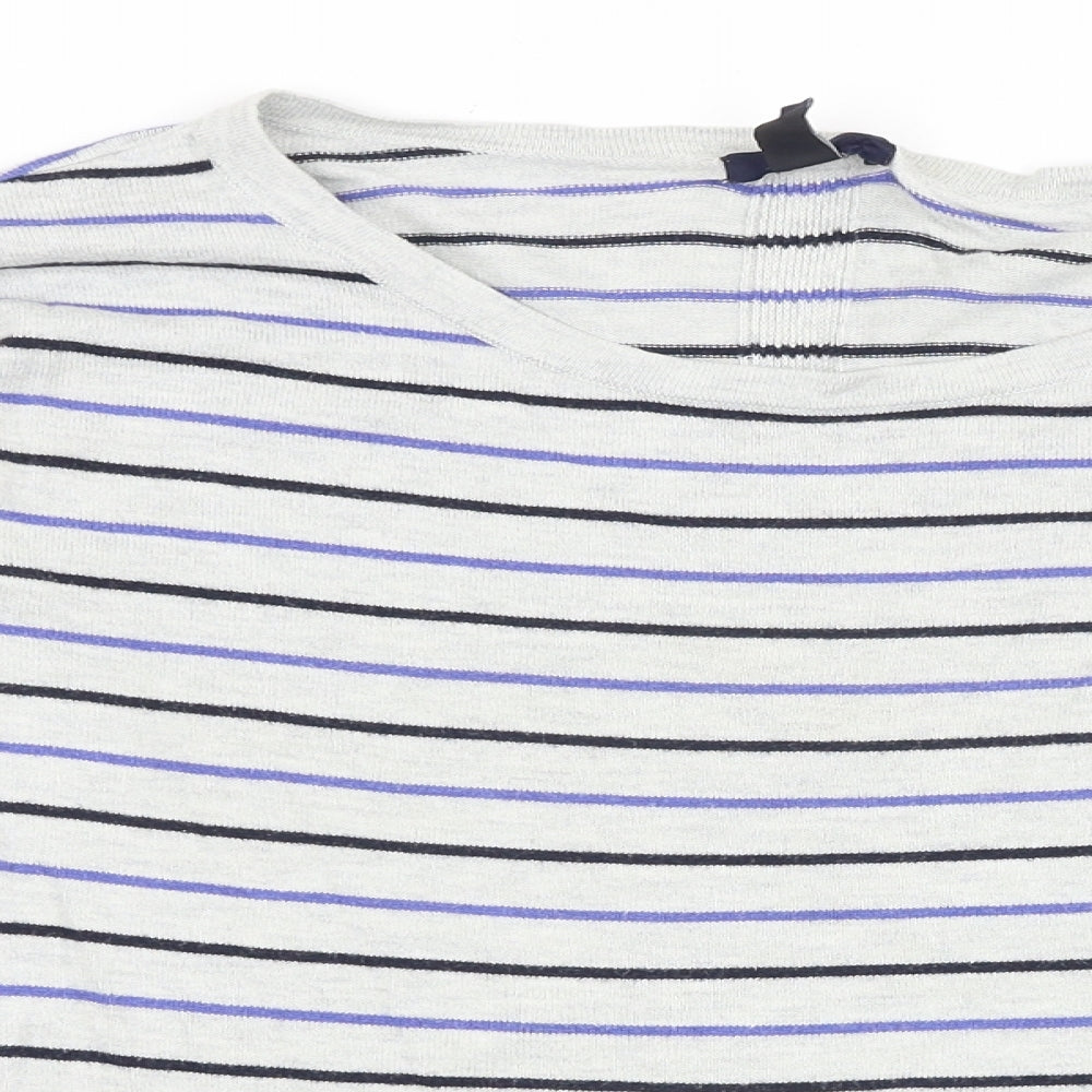 Gap Womens Grey Scoop Neck Striped Cotton Pullover Jumper Size S