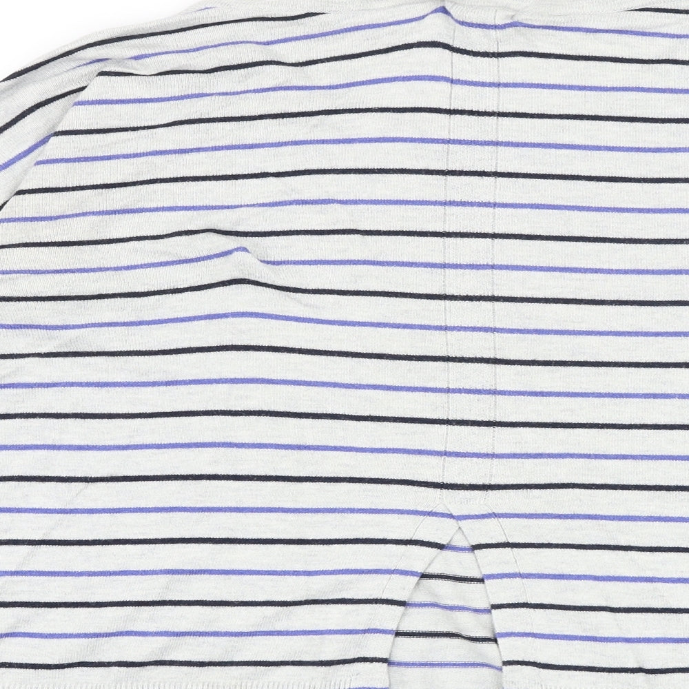 Gap Womens Grey Scoop Neck Striped Cotton Pullover Jumper Size S