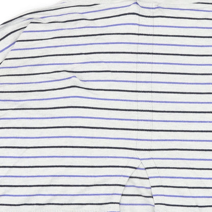 Gap Womens Grey Scoop Neck Striped Cotton Pullover Jumper Size S