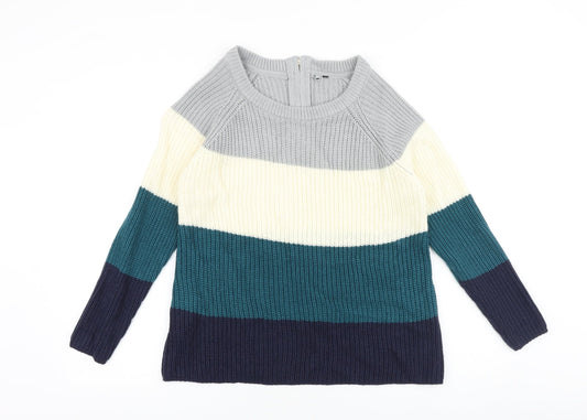 Intuition Womens Multicoloured Scoop Neck Striped Acrylic Pullover Jumper Size 12