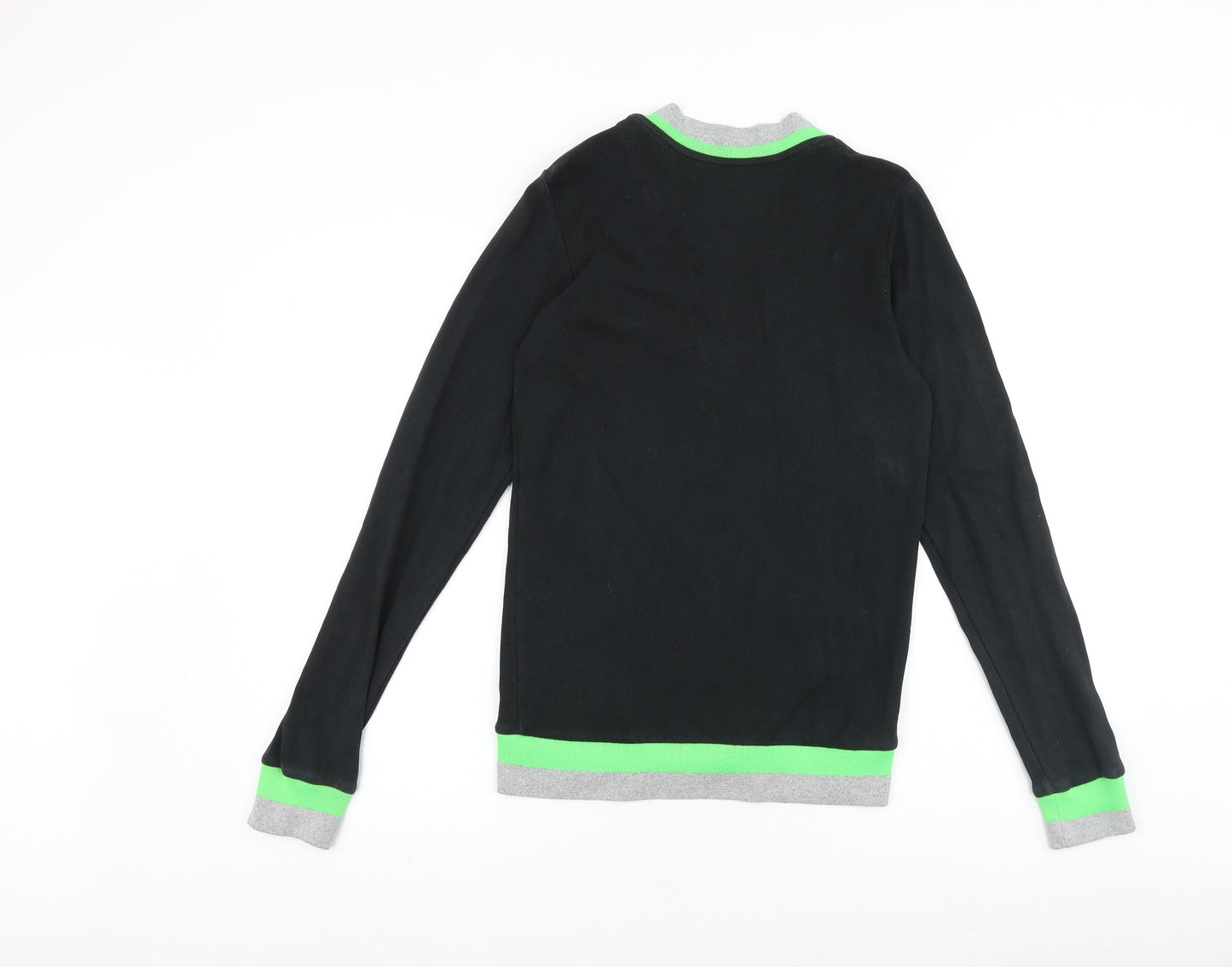 Blue Inc Mens Black Round Neck Cotton Cardigan Jumper Size XS Long Sleeve