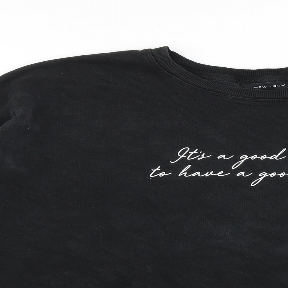 New Look Womens Black Cotton Pullover Sweatshirt Size L Pullover - It's a good day to have a good day